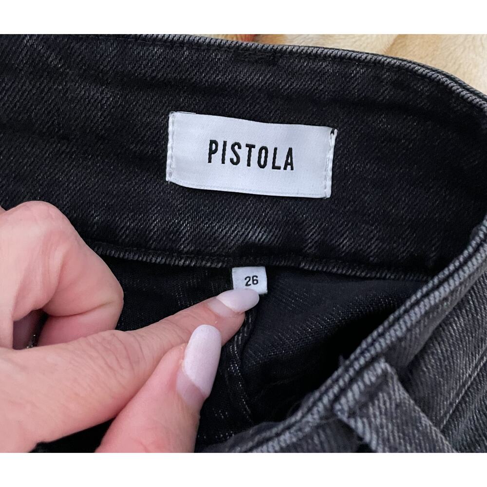 Pistola x Revolve Skinny High Rise Raw Hem Denim Jeans Black Gray Size 26 NEW - Picture 8 of 9